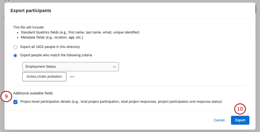 last options at the bottom of the export window