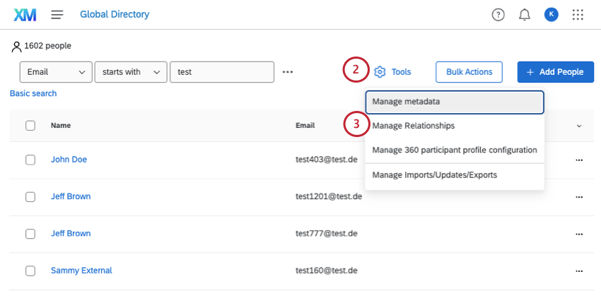 clicking tools and then manage relationships