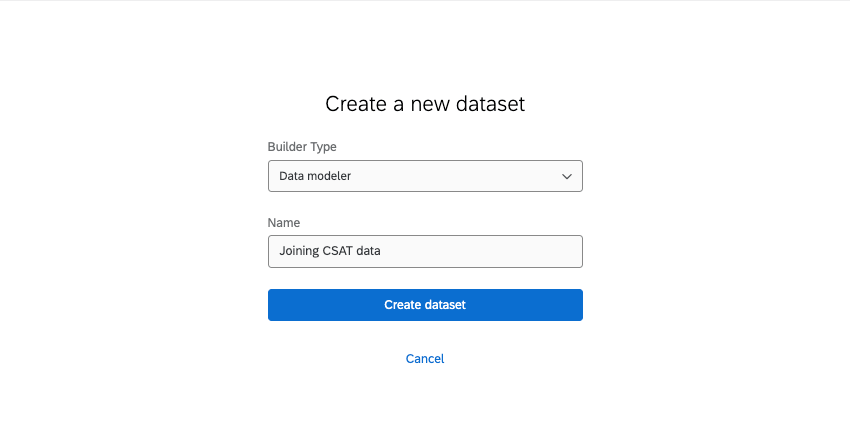 タイプをデータモデリングに設定し、新しいデータセット・ページを作成する。