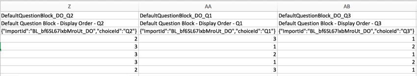 CSV file with block order columns