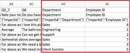Example of exported metadata