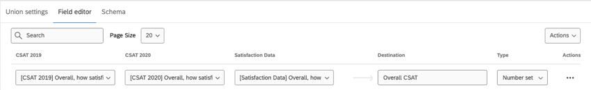 Exibição de campos de diferentes fontes mapeados juntos