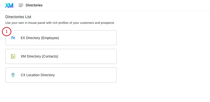 directories list, with EX directory employee highlighted