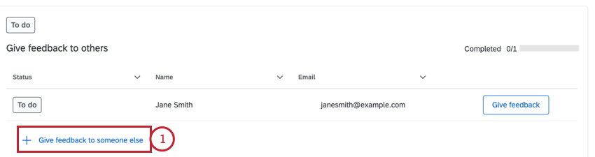 clicking give feedback to someone else