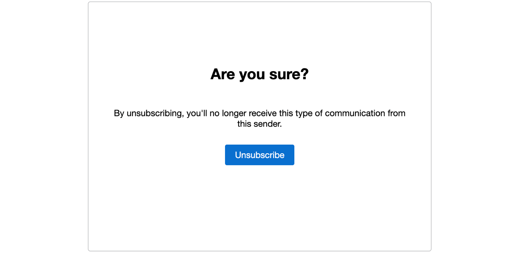 the "are you sure" page before unsubscribing