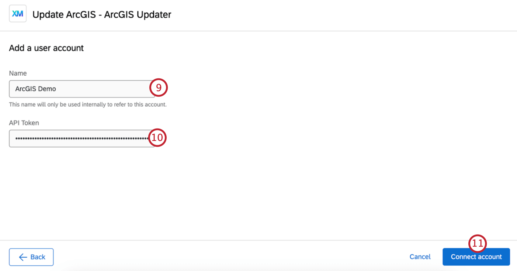 タスクのアカウント情報の入力