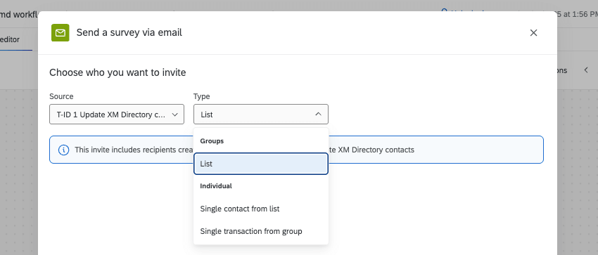 à partir dun flux de travail dans lequel vous avez défini une tâche denvoi par e-mail. Vous pouvez sélectionner la liste établie dans le flux de travail comme destinataire