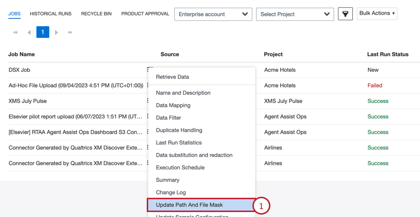 selecting update mask and file path