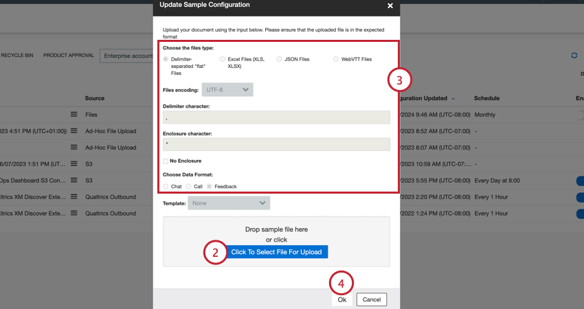 uploading a new sample file
