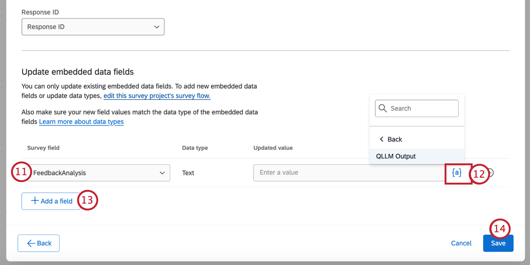 editing a survey embedded data field