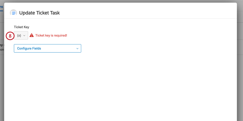 en utilisant le menu {a} pour sélectionner le champ contenant lidentifiant du ticket