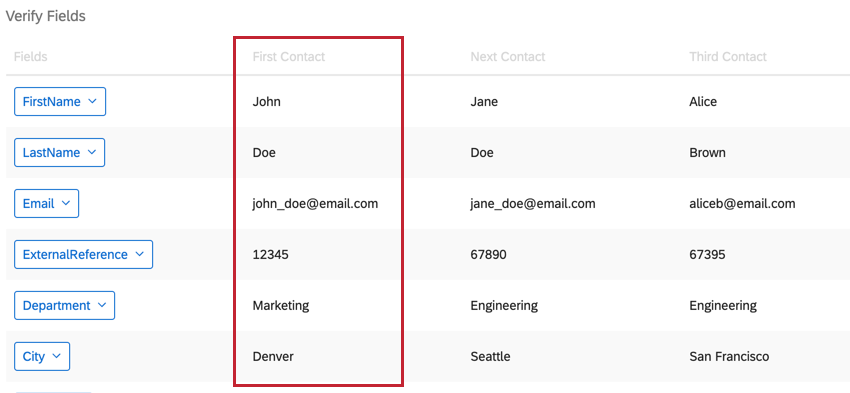 Contact upload where everything is normal