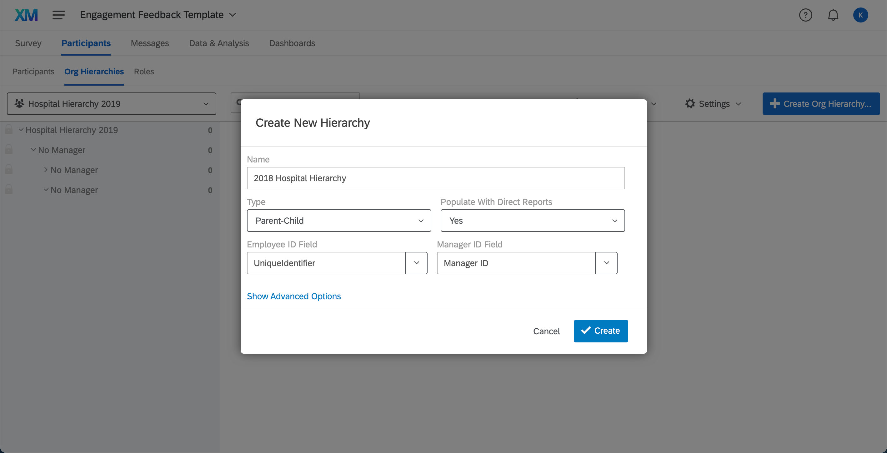 Adding an org hierarchy for the historical data file