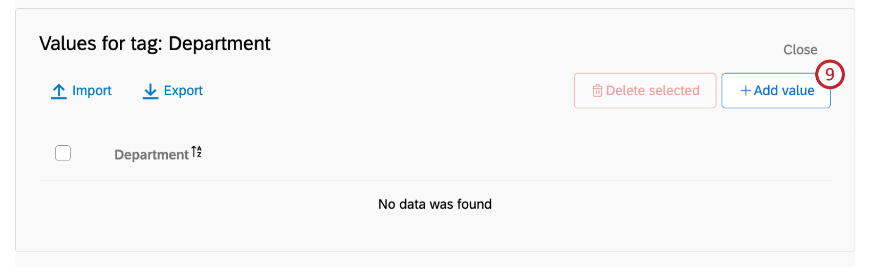 die Drucktaste zum Hinzufügen eines Werts auf der rechten Seite eines Tags