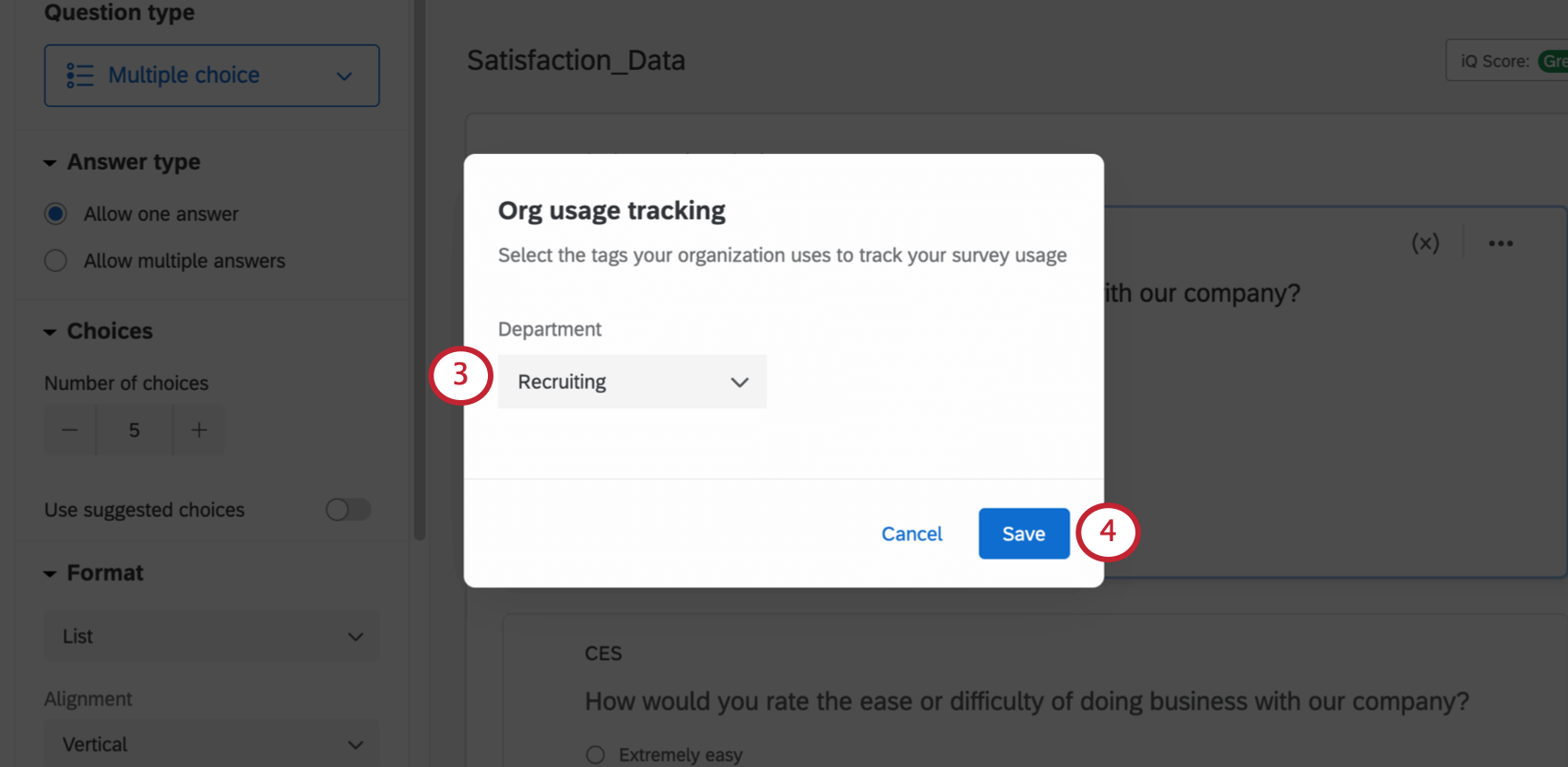 アンケートにタグを追加する画面