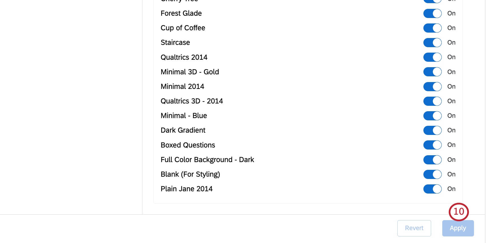 Apply button at the bottom of the list of permissions