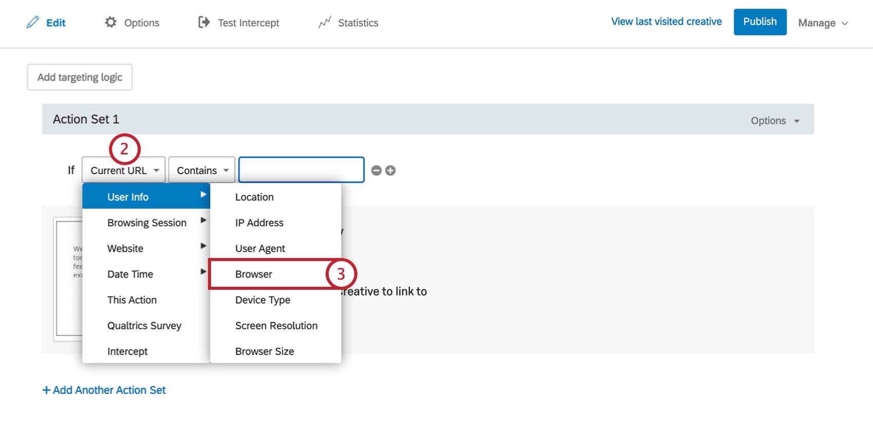 First field is expanded. User Info is highlighted and Browser is indicated