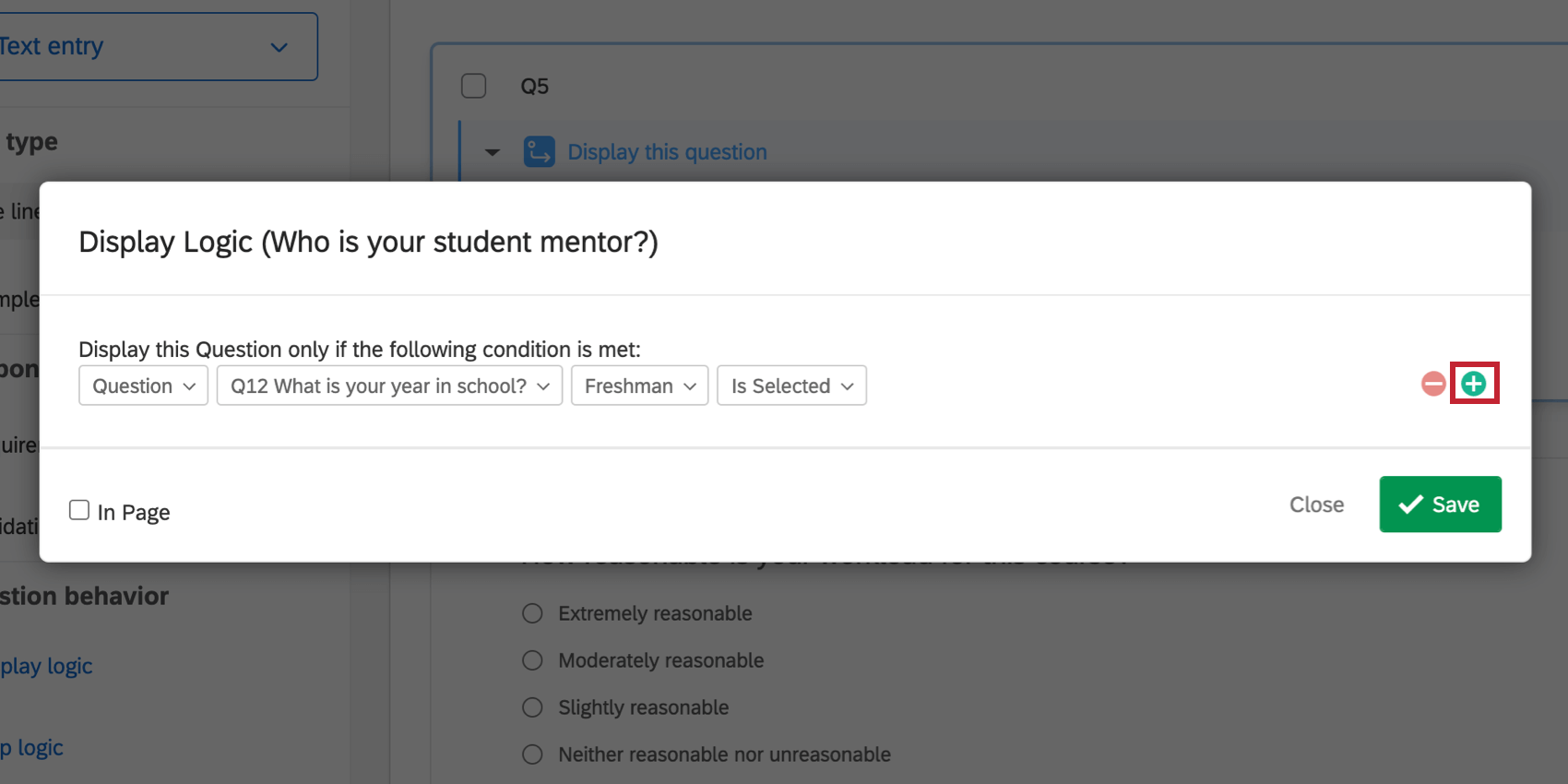 Pluszeichen ganz rechts neben einer Bedingung