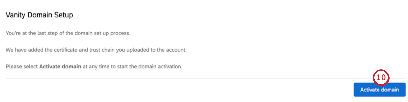 activate domain button