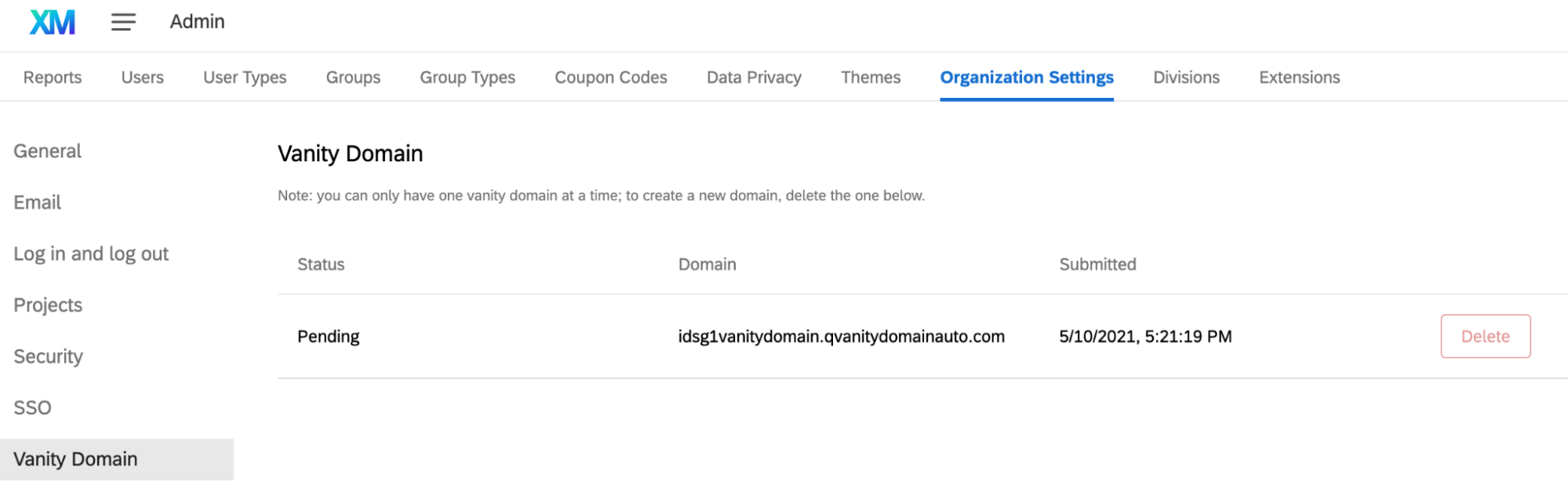 Page sur létat du domaine