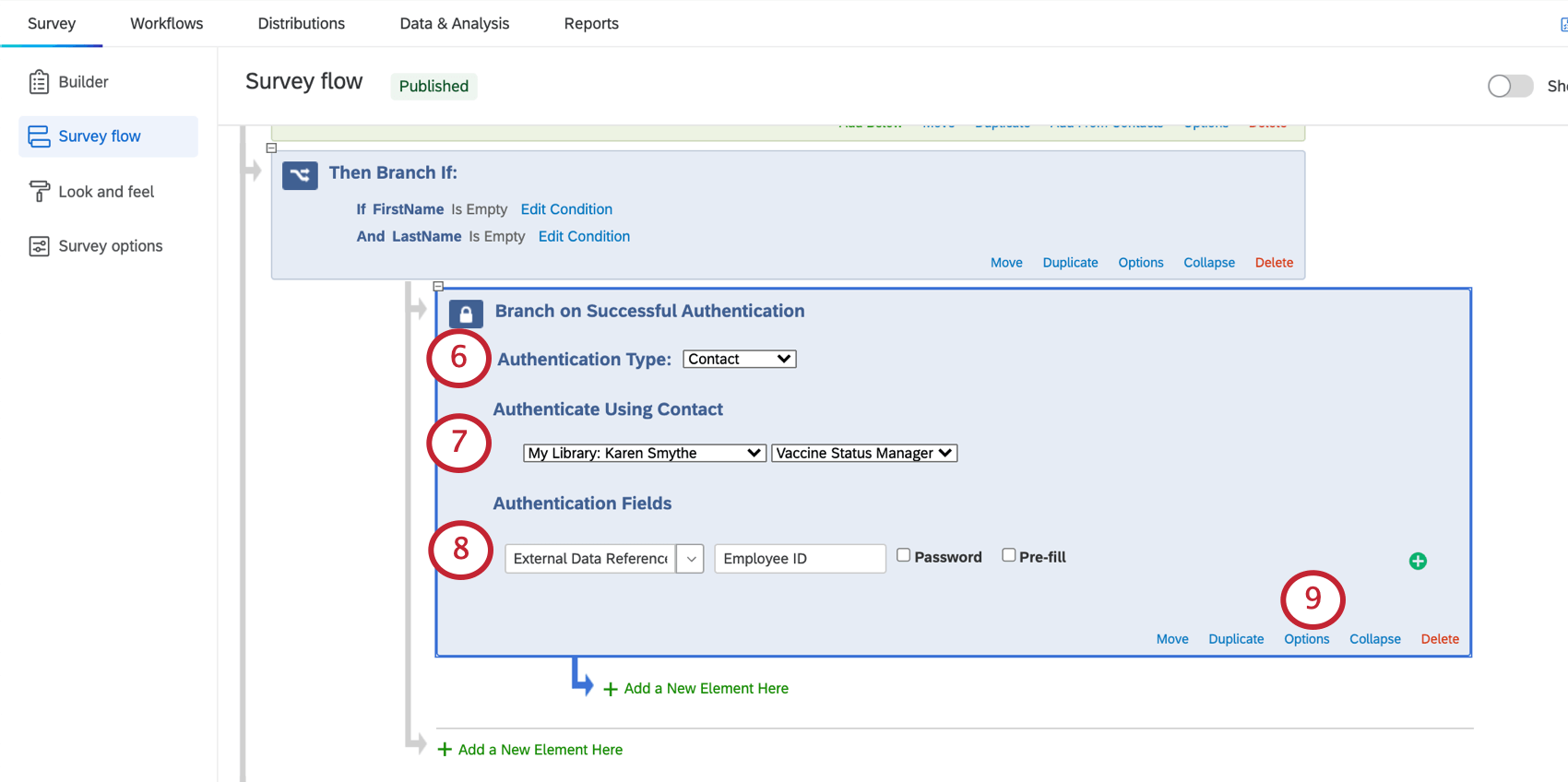 Image of the authenticator with the settings described