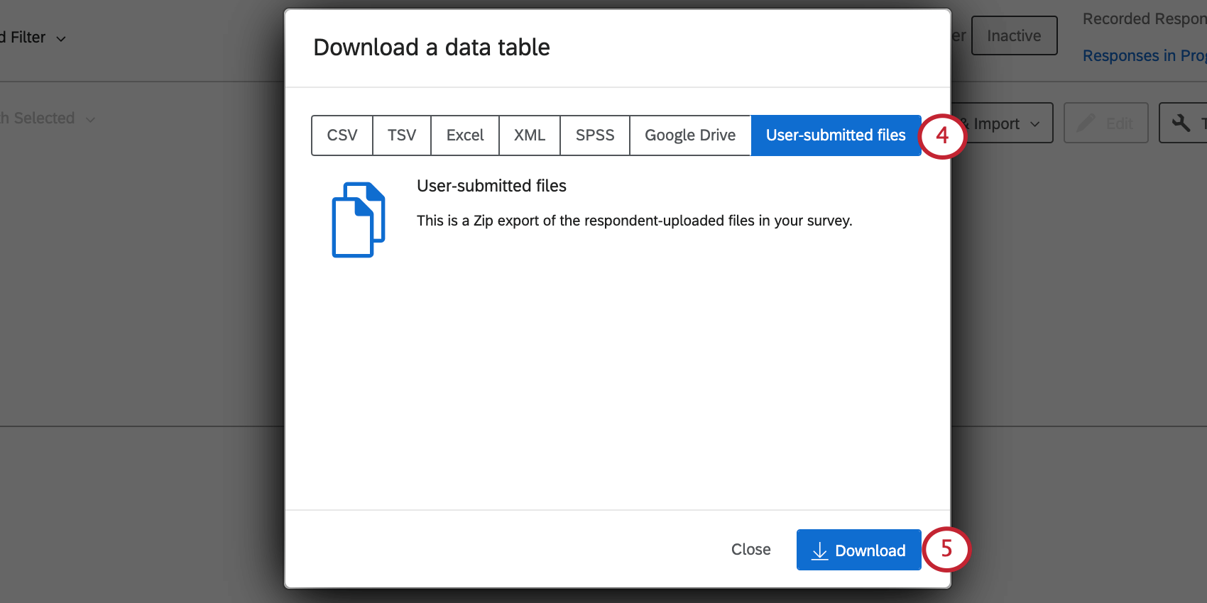 新しいウィンドウが開き、上部にファイル形式のオプション、最後にダウンロードボタンが表示される画像