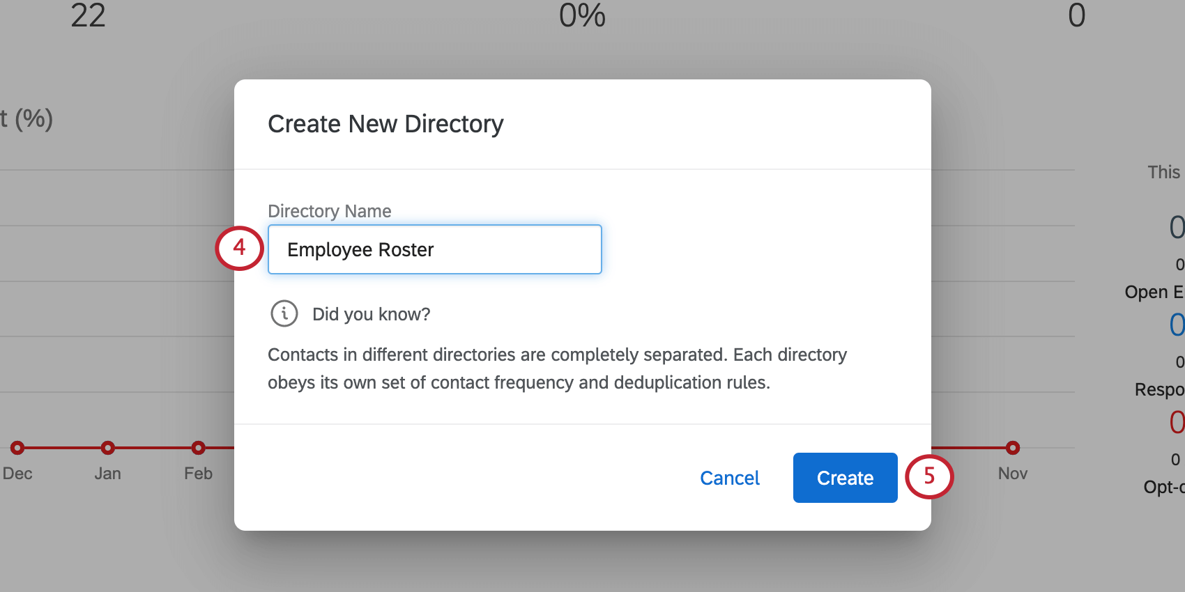 New window opens with field for directory name and blue Save in bottom-right of window
