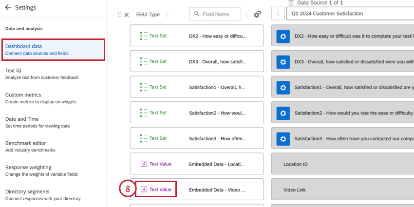 mapping the video link field as a text value in a dashboard