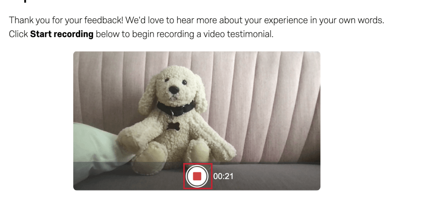 clicking the red square button to stop recording