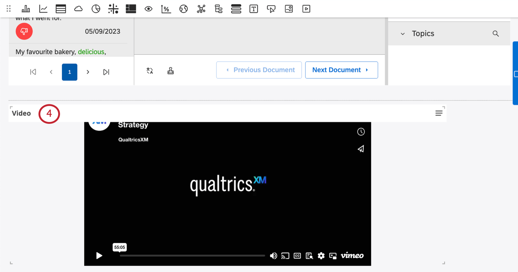 Video embedded in a dashboard
