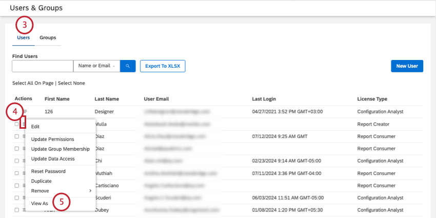 Users and Groups page