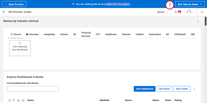 Le compte proxy apparaît toujours avec une bannière bleue en haut de lécran