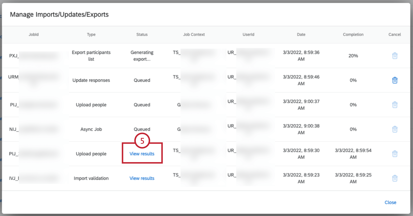 clicar no link Exibir resultados na coluna Status