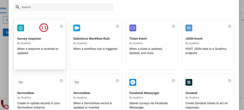 アンケート調査イベントの選択