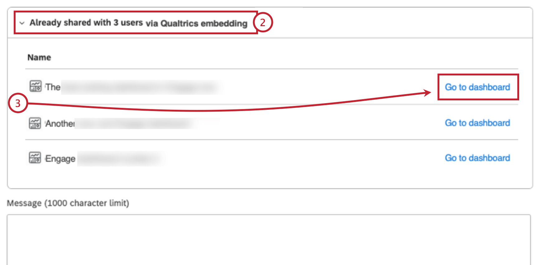 rolagem até a seção já incorporada para exibir uma lista de painéis qualtrics