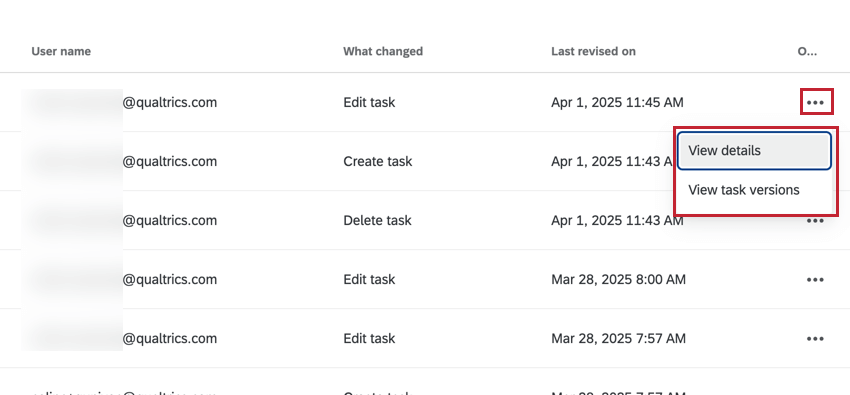the additional options menu in the revision section of workflows