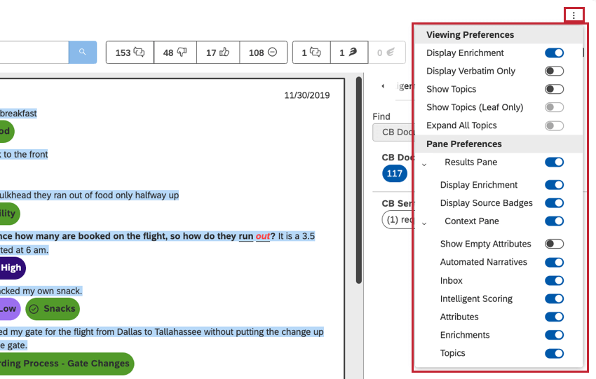 You can customize what you see in document explorer and what gets exported from it.