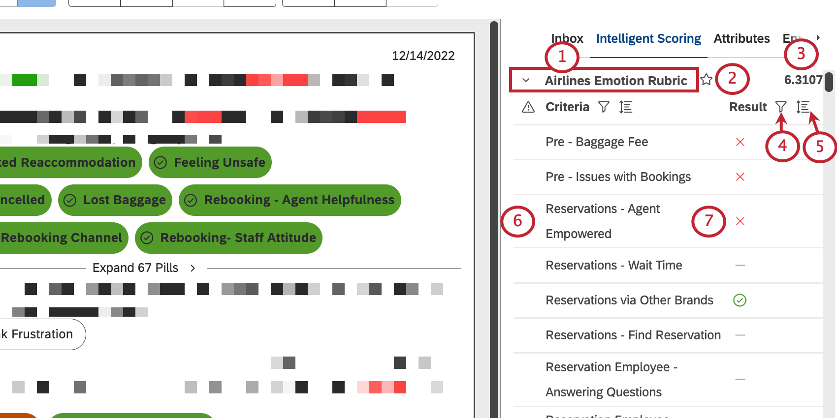 ampliou a seção pontuação inteligente, onde os critérios do critério de avaliação são listados como aprovados ou reprovados