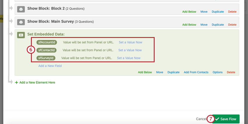 um elemento dados integrados com os campos do Salesforce adicionados