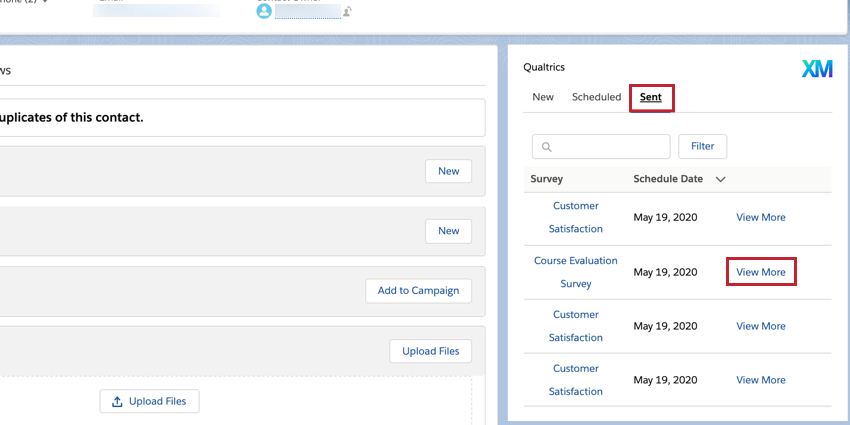 the sent tab of the distribution widget