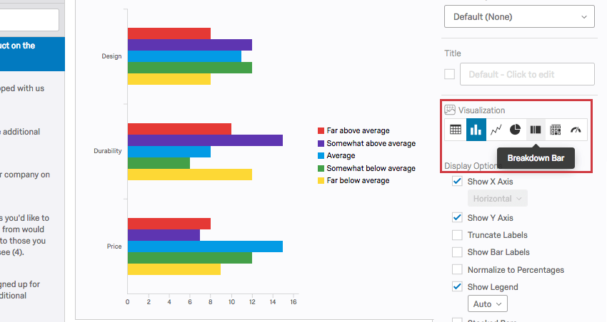 visualization selection menu on the editing pane