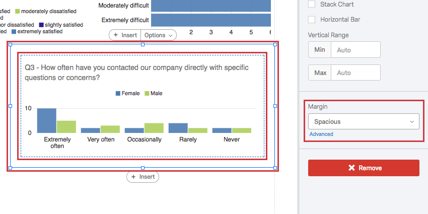 Margin in visualization editing pane adjusting the blue outlines around the visualization