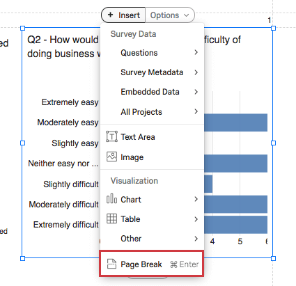 Opção de Quebra de página no botão Inserir