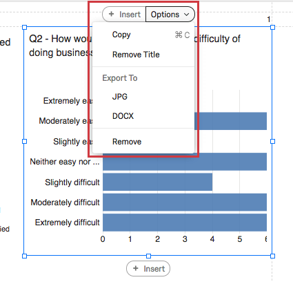 Options button on a visualization expanded