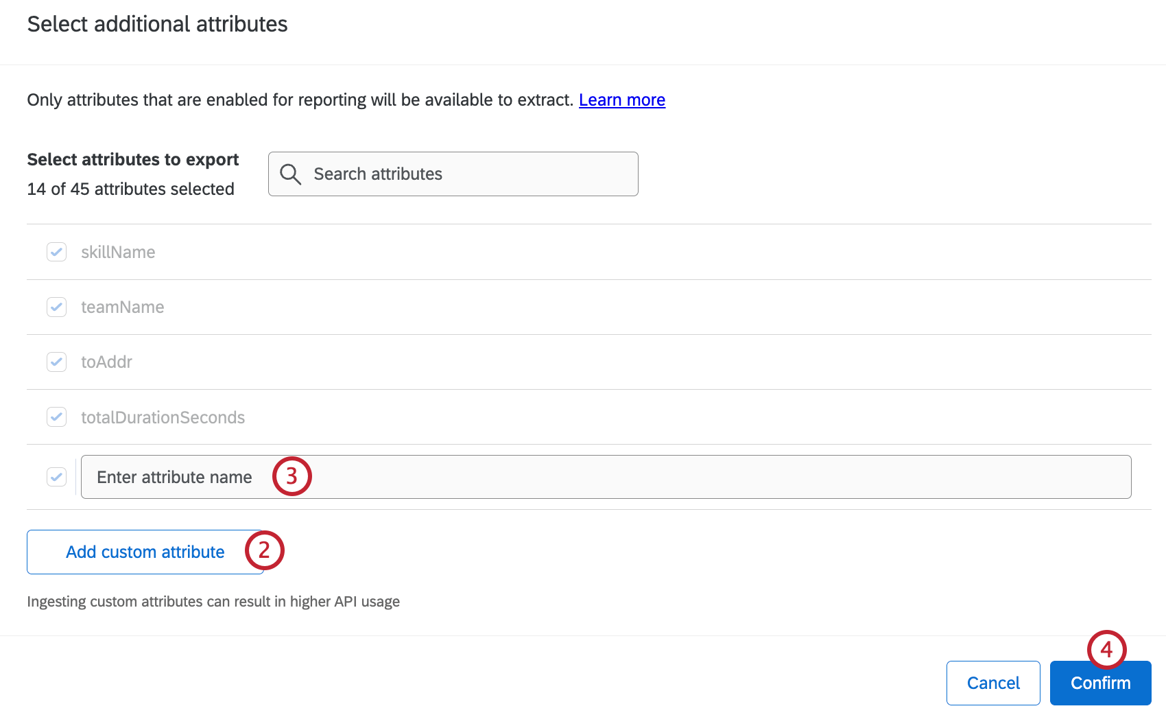 para inserir um novo nome de atributo ou adicionar um atributo personalizado