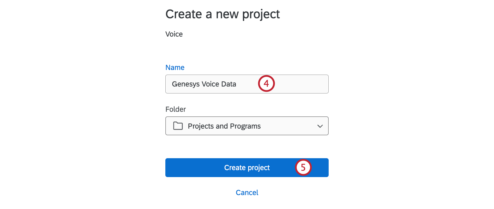 nomeação e categorização de um projeto de voz