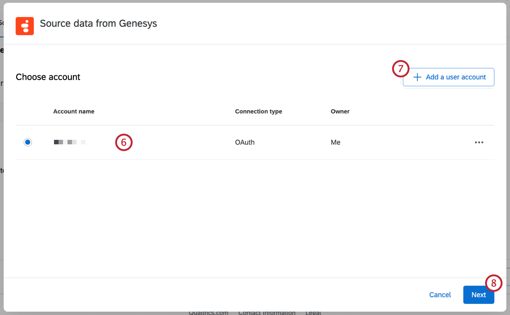 window to select an existing voice provider account or add a new one