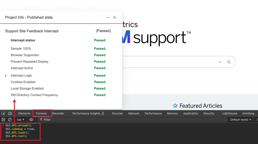 executar o snippet JavaScript no console do navegador para abrir a janela de teste