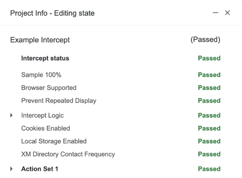 la fenêtre du débogueur affichant les conditions daffichage et indiquant si elles ont réussi ou échoué