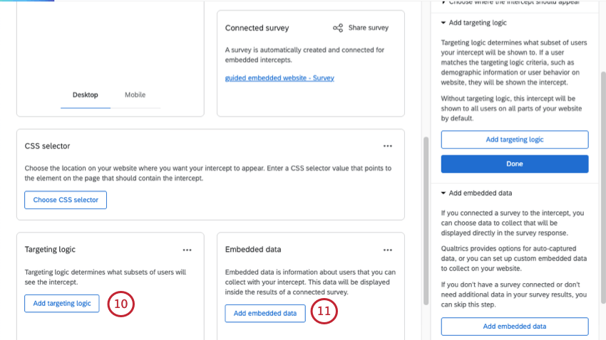 logik des Ziels und eingebettete Daten des geführten Intercept